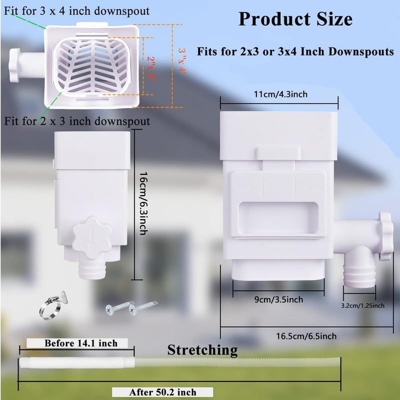 MISDENK Rain Barrel Diverter Kit, Downspout Diverter Fits for 2x3 or 3x4 Inch Gutter Downspouts, Rainwater Collection System with Adjustable Valve and Filter - Brown - Image 5